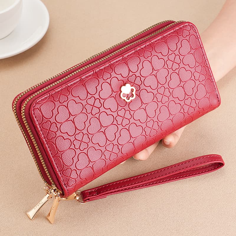 Women's wallet long double zipper mobile phone bag student wallet large capacity clutch bag small coin purse zipper type