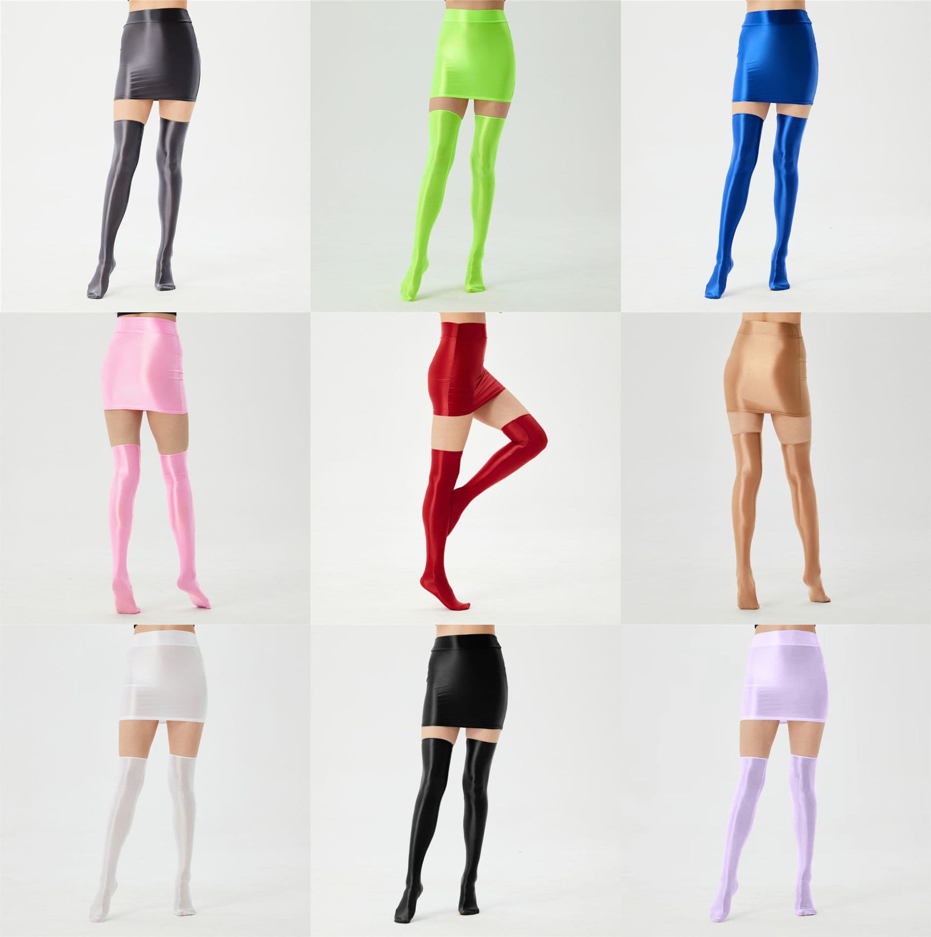 Sheer, glossy, silky, high-elasticity plus-size ultra-short skirt, body-hugging sexy European/American cross-border bestseller eBay 7070Q