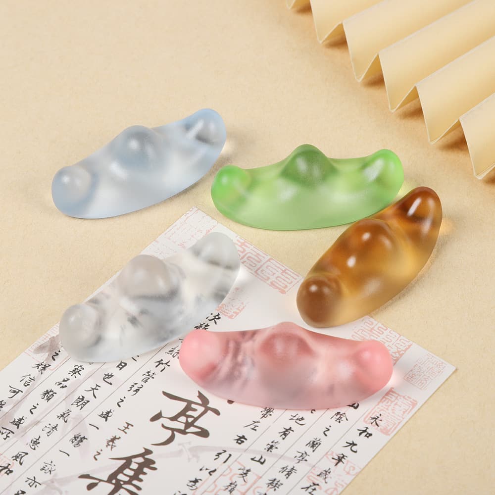 Traditional Chinese study set with ancient-style glazed brush rest, trendy pen holder and paperweight, calligraphy accessory in colored glaze