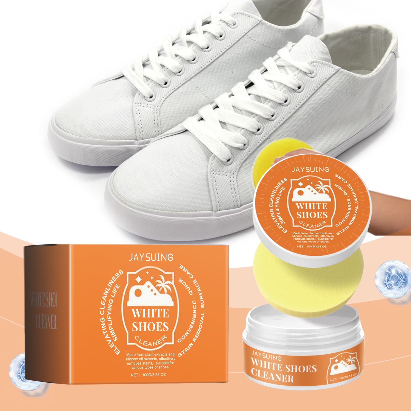 Jaysuing Multi-Purpose White Sneaker Cleaner, Portable Cleaning Paste for Athletic Shoes, Canvas Shoes, and White Sneakers