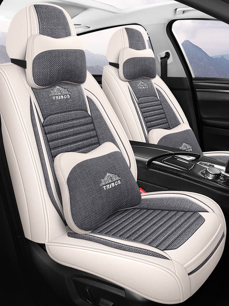 Car Seat Cover Full Set 2023 New Linen Four-Season Universal Fabric Seat Cushion Cotton Linen Seat Cover Summer
