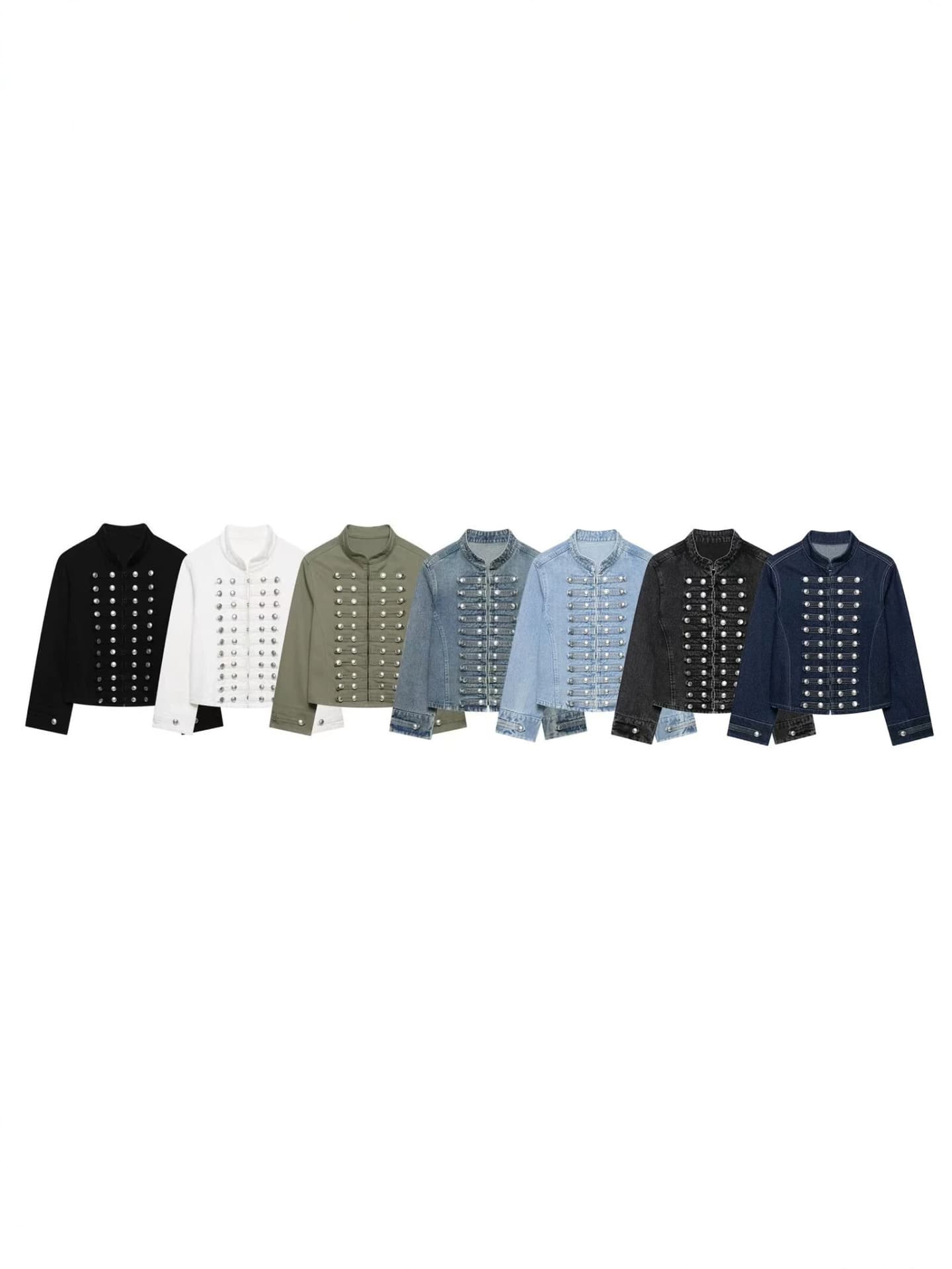 PB&ZA New Women's Long-Sleeve Round Neck Denim Jacket with Rope Knot Detail, Fitted Waist, Cropped Style 0695075