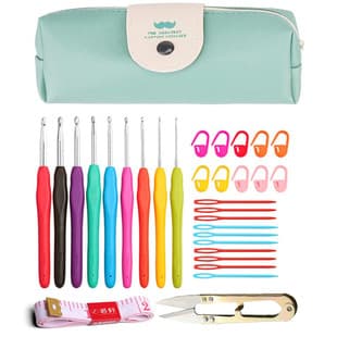 Complete Crochet Hook Set for Beginners Handmade DIY Knitting Yarn Needle Soft Handle Crochet Hook Storage Bag