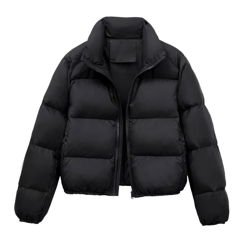 New Solid Color Cropped Kendall-Style Women's Fall Winter Jacket Fashion Thick Warm Zipper Puffer Coat Cotton Coat
