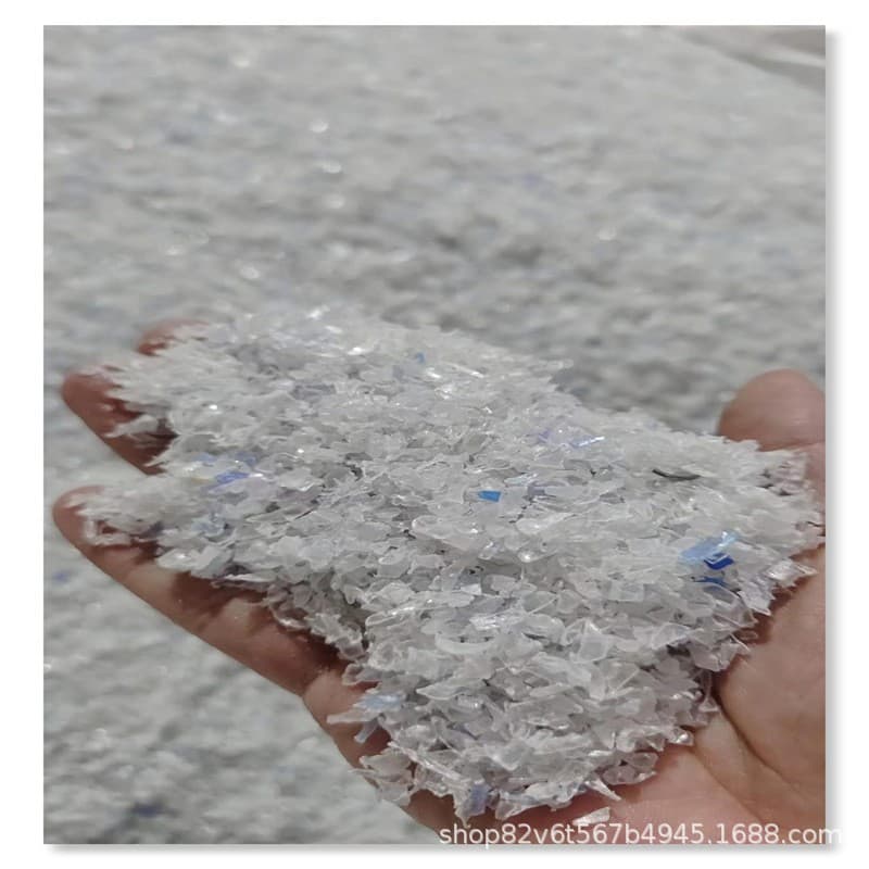 Recycled PET polyester bottle flakes, recycled plastic bottle regenerated polyester PET chips AAA blue-white sheets RPET.