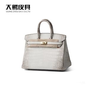 25cm Nile Crocodile Leather Women's Handbag Waxed Thread Hand-Stitched Premium Light Luxury Genuine Leather Birkin Bag Women's Tote Bag Wholesale