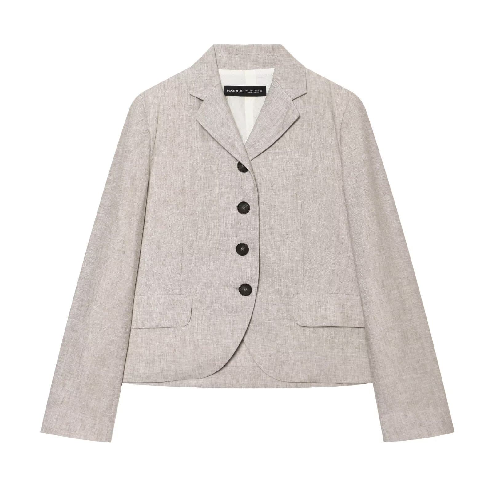 Wholesale Cross-Border European and American Women's Fashion Blended Fabric Straight Blazer, AliExpress Hot Seller