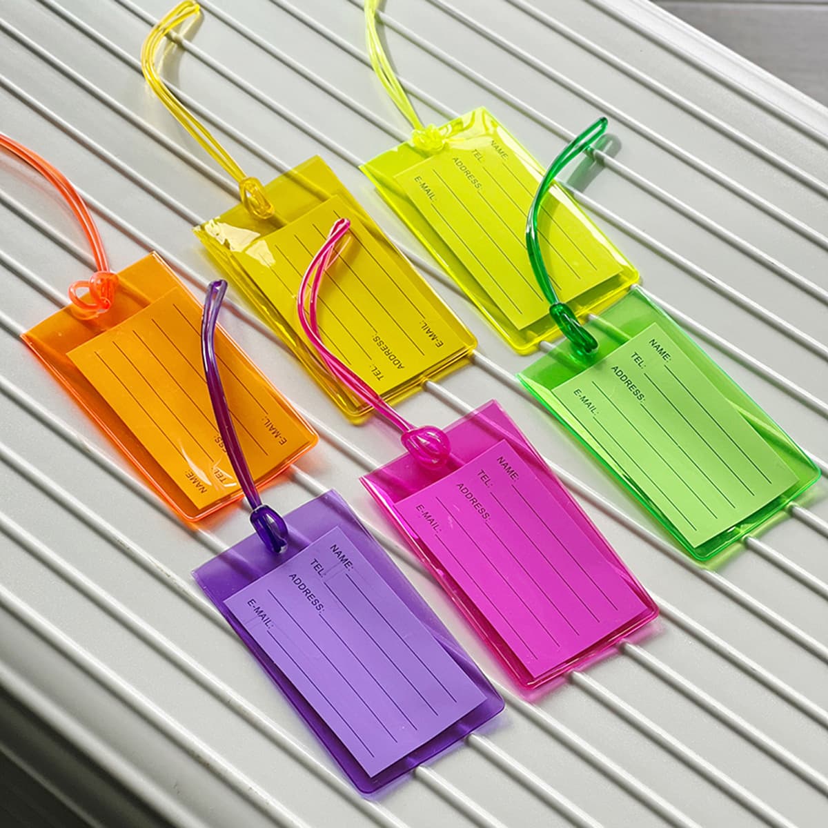 Fluorescent Luggage Tag PVC Label Hanging Tag Travel Check-in Anti-Loss Tag Suitcase Airplane Tag Pendant