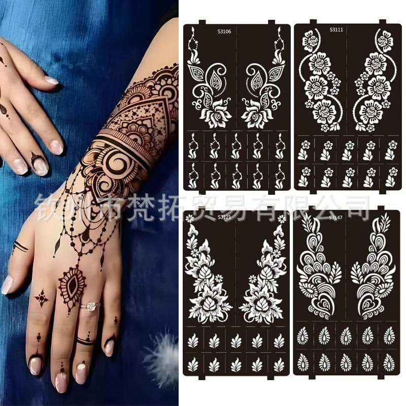 Henna Paste Juice Paste Body Painting Hollow Tattoo Template Spray Temporary Tattoo Embroidery Template Sticker S3 Series