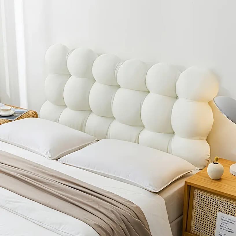Cream-colored headboard cushion soft padding, snowball backrest, minimalist new style thick anti-collision pillow.