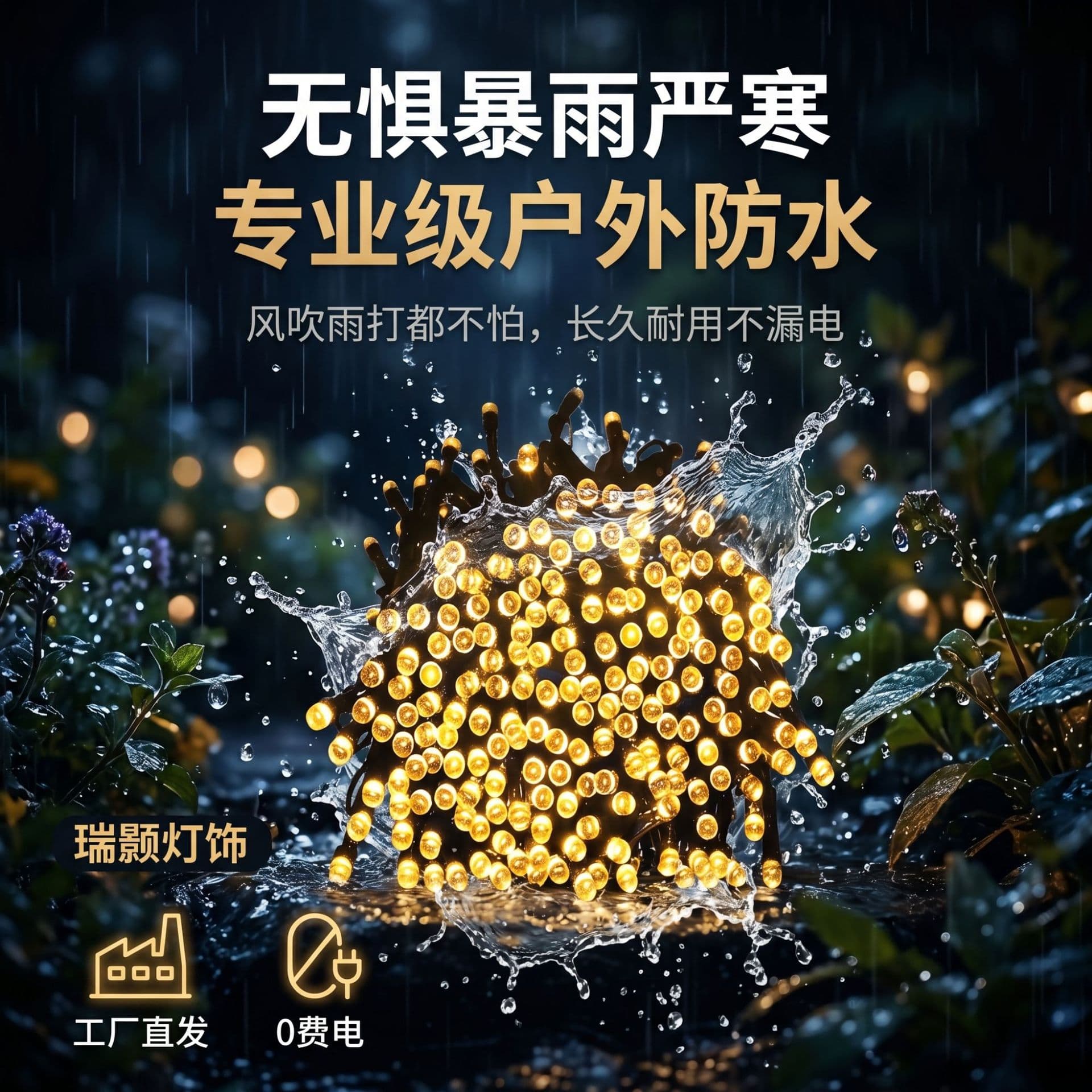 Factory Direct LED Colorful Solar String Lights, Zero Electricity Cost, Outdoor Waterproof Garden Decoration, Camping Canopy Atmosphere Lights