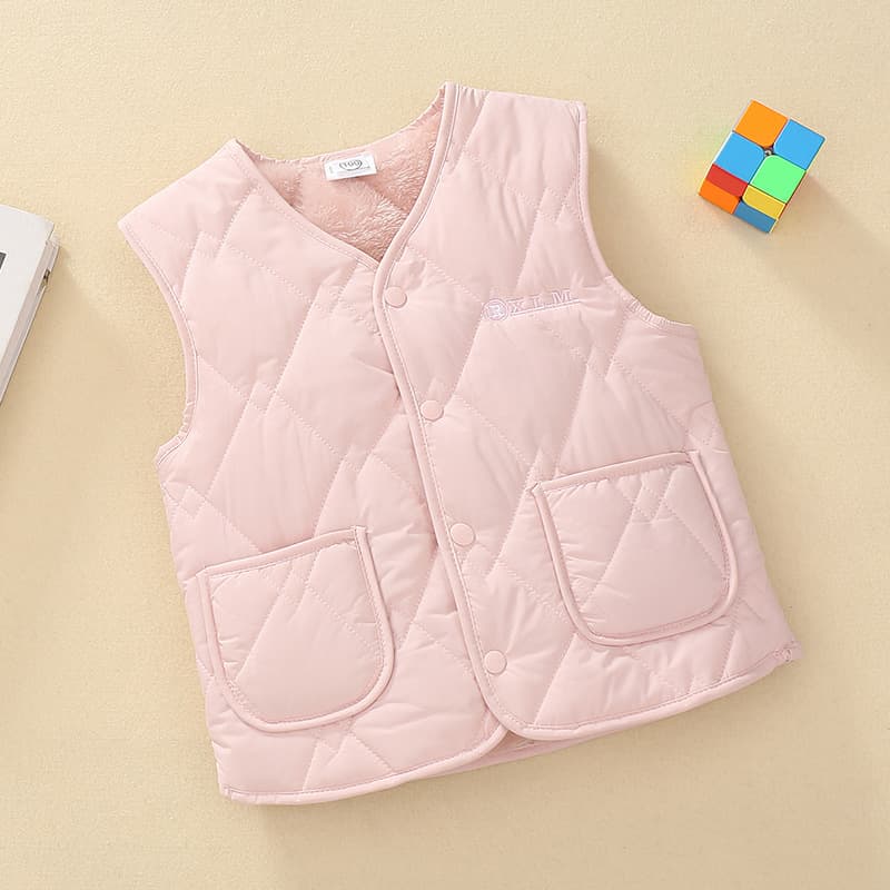 New Children's Vest Baby Fleece-Lined Vest Boys Girls Autumn Winter Warm Sleeveless Jacket Kids Clothing Export Cotton Vest