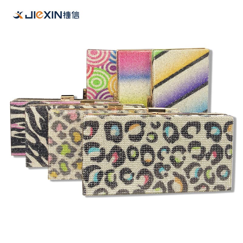 Full Diamond Evening Bag, European and American Ladies Handbag, Banquet Bag, Leopard Print Zebra Print Clutch Evening Dress Bag, Color