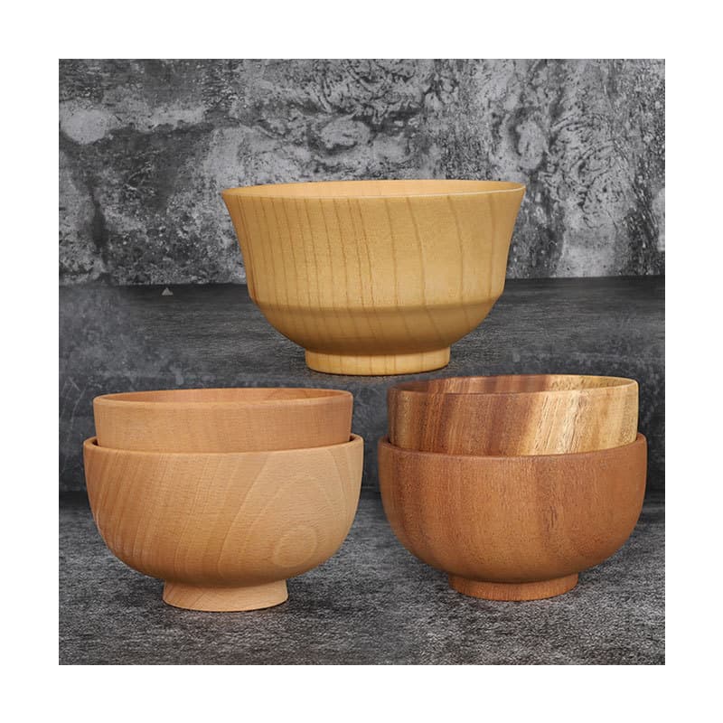 Factory direct sales of acacia wood environmentally friendly wooden bowls, wooden anti-scalding insulated bowls, solid wood eating bowls, large stock quantities, preferential treatment