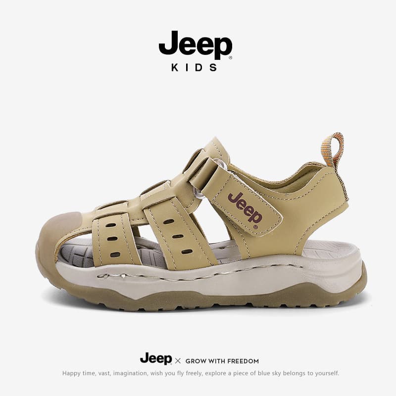 Jeep Children's Sandals Boys Toe-Covered 2026 New Summer Non-Slip Toddler Beach Shoes Soft Sole Summer Style