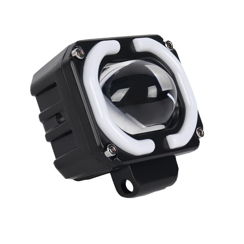 Blue Angel Eye Motorcycle LED Spotlight Yellow and White Light Electric Vehicle Spotlight Car Modification External Headlight