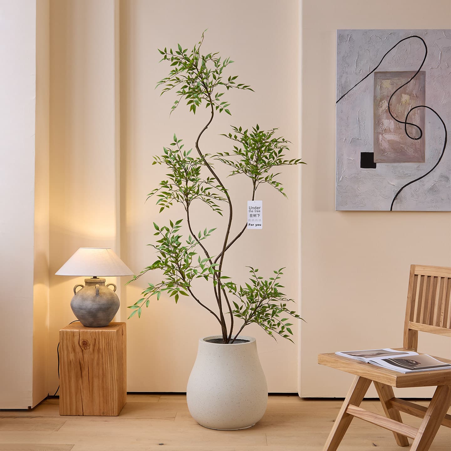 Nandina Artificial Plant High-End Luxury Large Floor Potted Decoration for Living Room Ornamental Faux Flower Tree