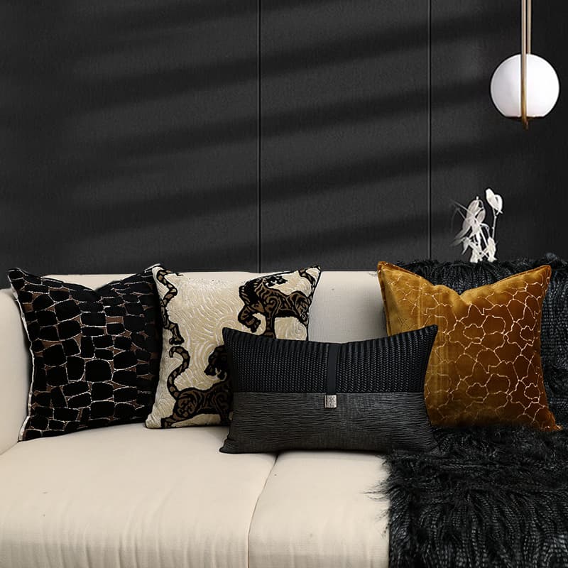 Modern Minimalist Living Room Sofa Throw Pillow Luxury High-End Patchwork Cushion High-End Model Room Soft Decoration Pillow Wholesale