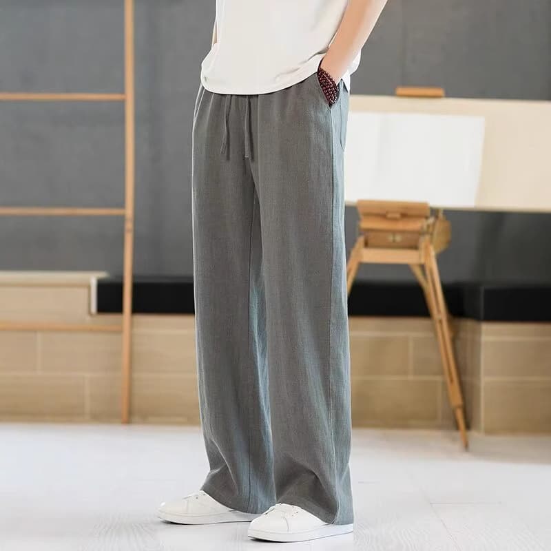 Chaolun cloth thin cotton imitation linen casual pants men's summer men's foreign trade cross-border large size straight men's long pants