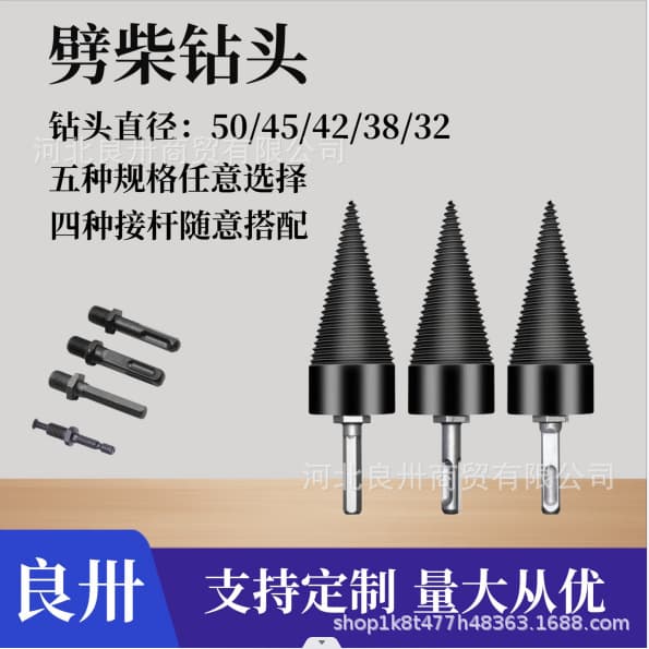 Electric log splitter attachment for hammer drills, labor-saving wood splitting tool for rural use