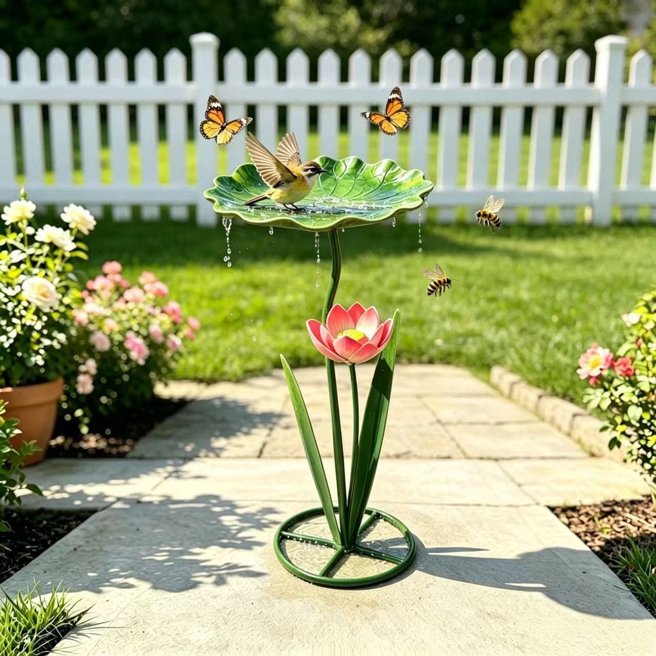 Creative Painted Sunflower Ground Insert Decoration Iron Art Simulation Plant Outdoor Courtyard Lotus Leaf Garden Decoration