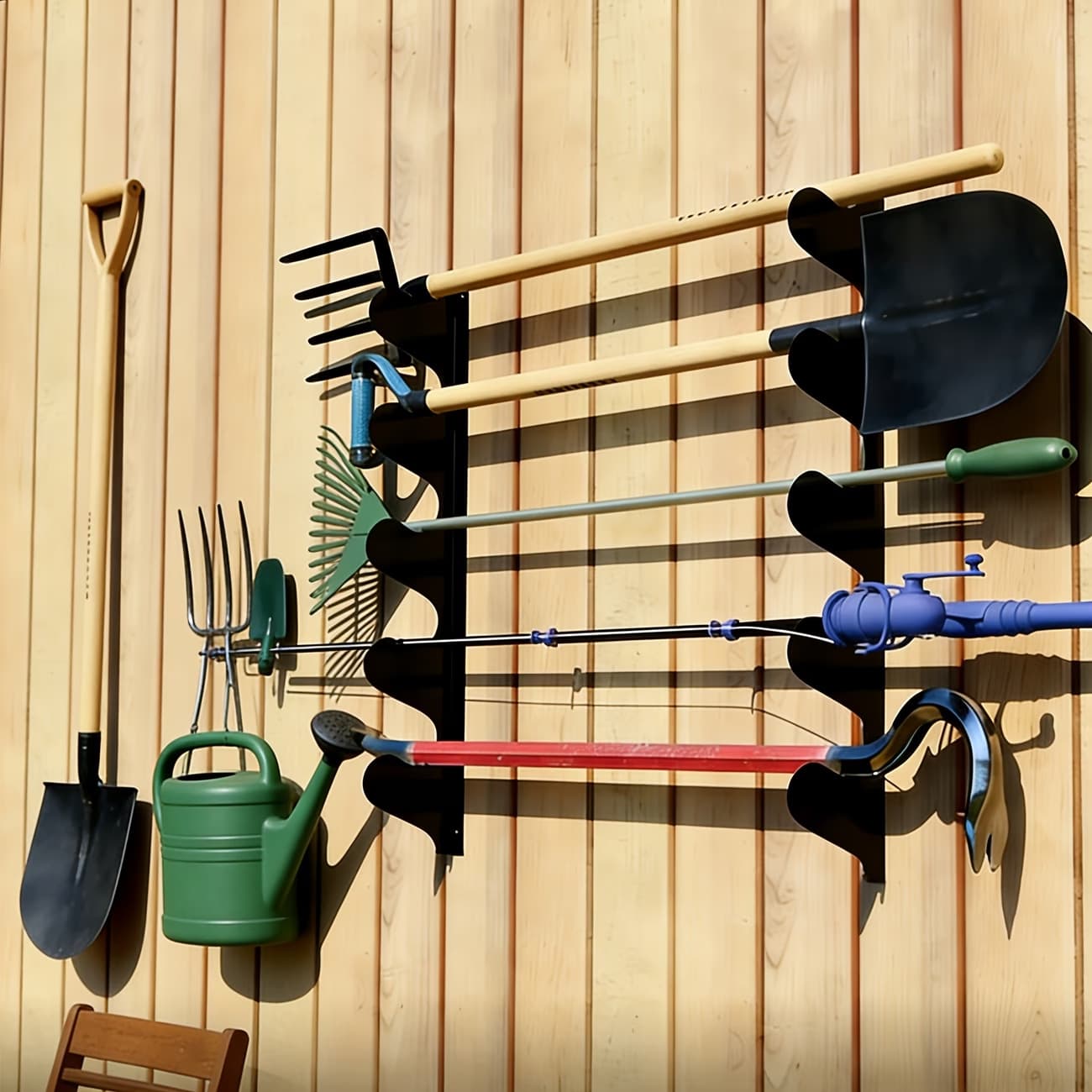 Garden Tool Rack, holds multiple tools for convenient storage, easy to install