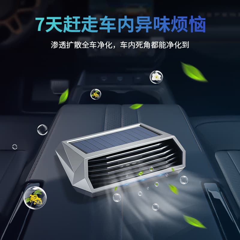 Solar Car Air Purifier, Vehicle Odor Eliminator Ornament, Parking Number Plate, Ozone Generator Disinfectant