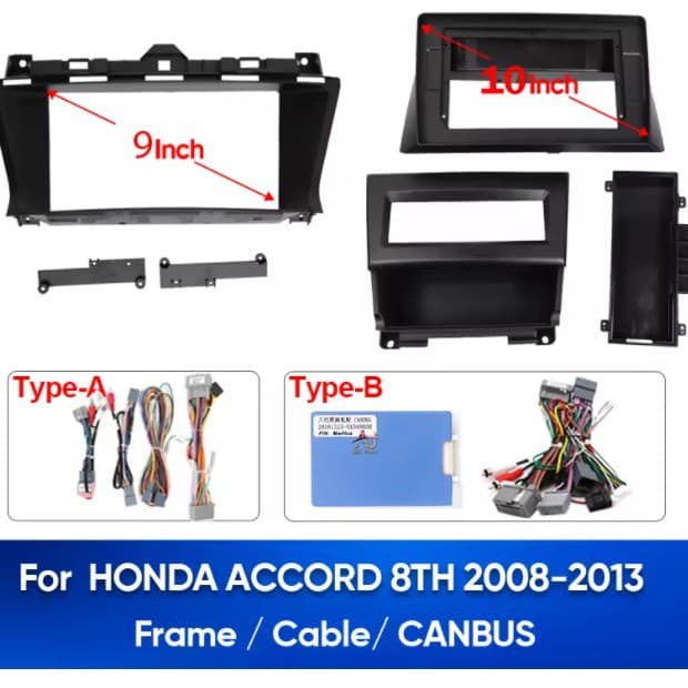 Fits 2008 Honda Accord 9-inch/10.1-inch center console navigation bezel Android frame audio panel bezel