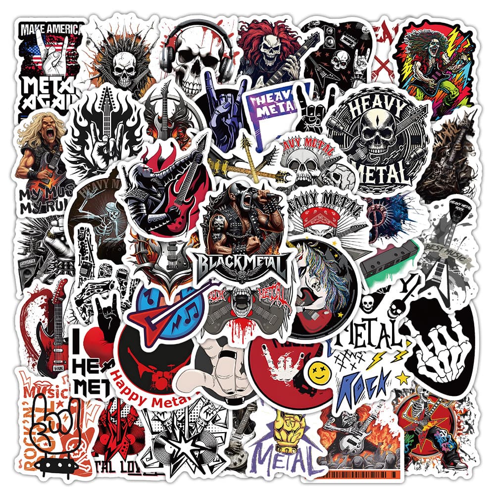 54 New Heavy Metal Music Graffiti Stickers, Personalized Decals for Phone, Skateboard, Refrigerator, Waterproof, Wholesale