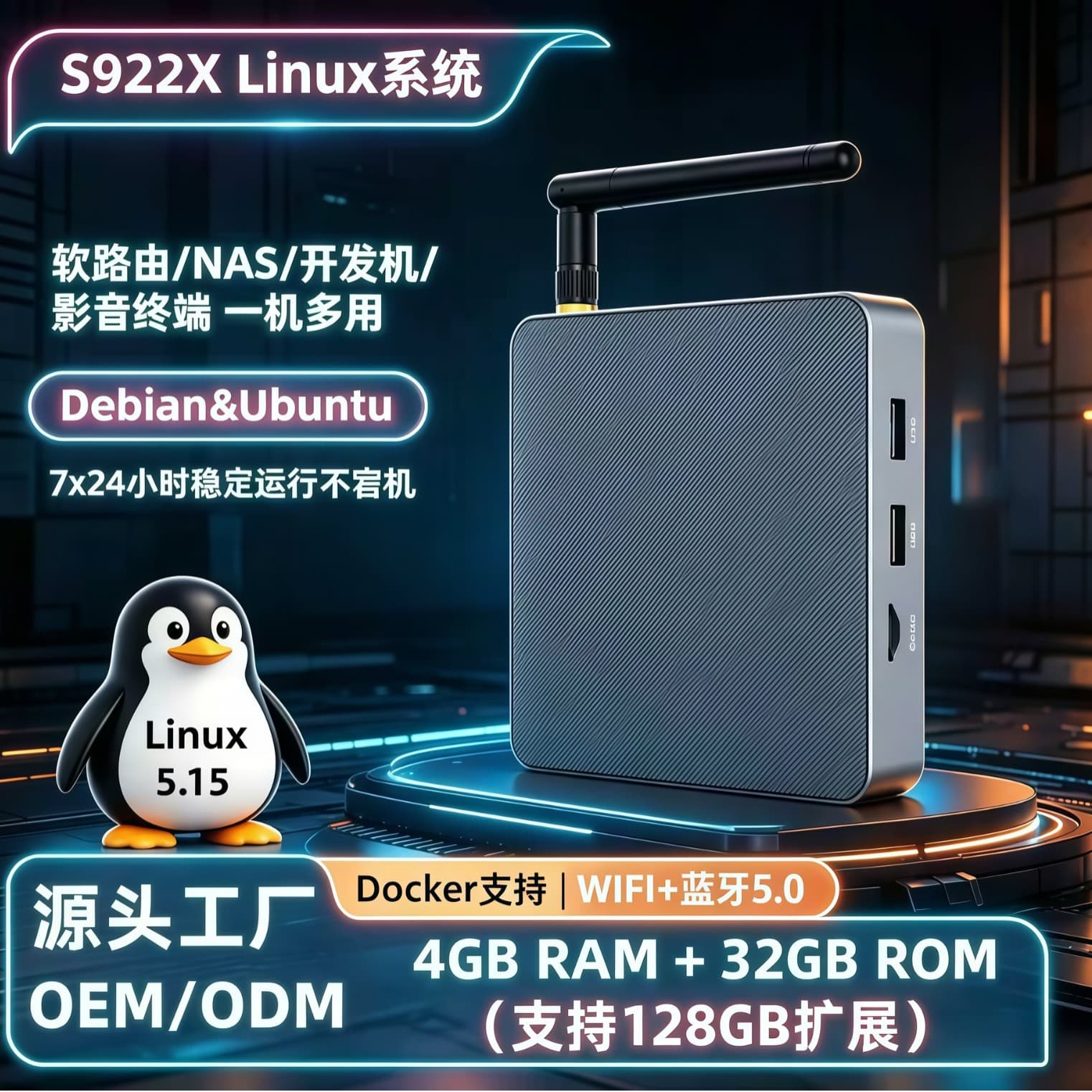 linux box s922x set-top box tv box network player ubuntu foreign trade box debian box