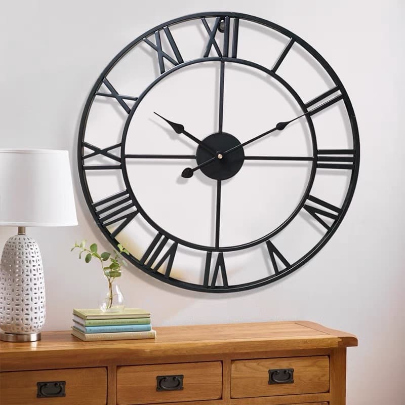 Cross-border European and American Wall Clock Simple Living Room Iron Wall Clock Silent Digital Wall Watch Creative Roman Numeral Clock