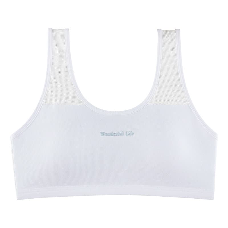Girls Middle School Student Fixed Cup Sports Bra for Development Period Teenagers Youth Bra Vest High School