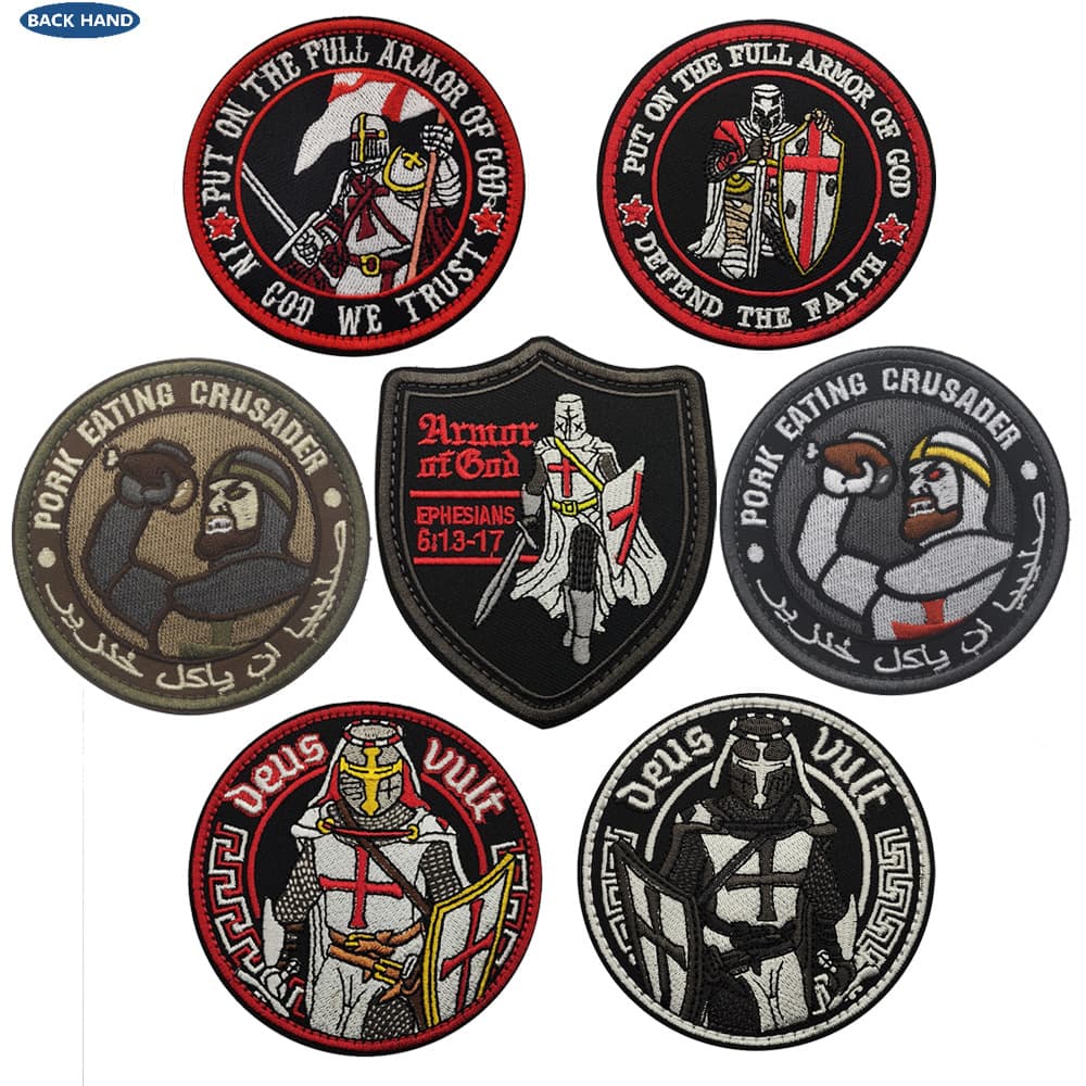 DEUS VULT Knights Templar Crusader Tactical Morale Patch, Embroidered Hook-and-Loop Badge, Custom Arm Patch In Stock