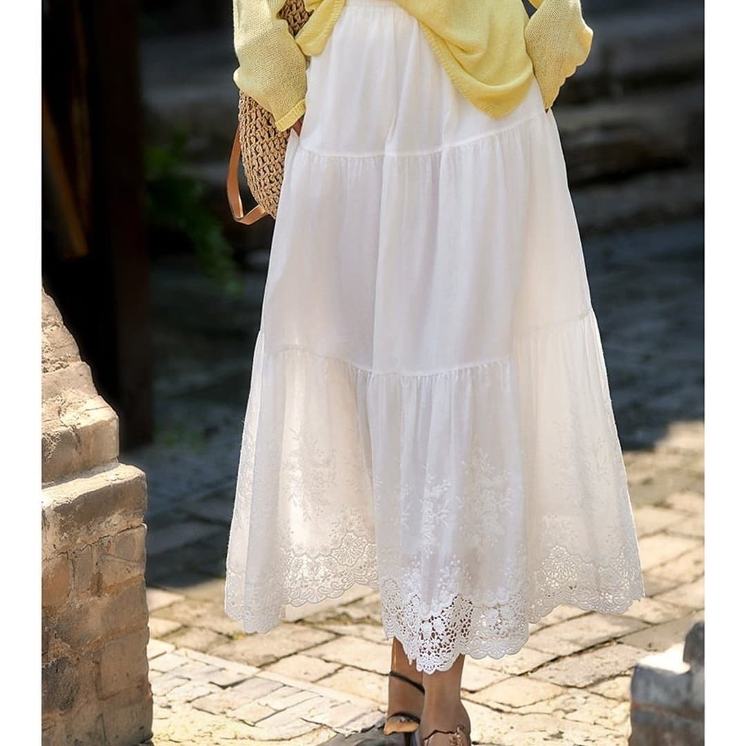 Outlet brand discount store clearance, cut label, layered crochet hollow-out skirt for women spring/summer