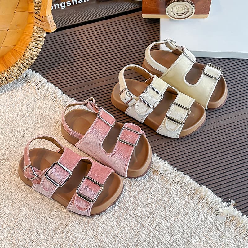 Girls' Sandals Korean Fashion Cute Baby Sandals Soft Sole Comfortable Velvet Birkenstock Sandals Toddler Beach Shoes