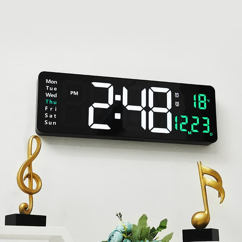 Large Display Functional Clock Nordic Digital Wall Clock Minimalist Living Room LED Wall Clock 6626