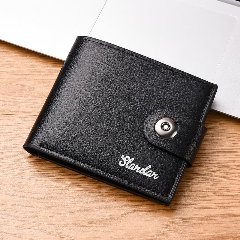 Magnetic buckle wallet men's short ultra-thin simple business youth wallet multi-card slot trendy student personalized casual wallet