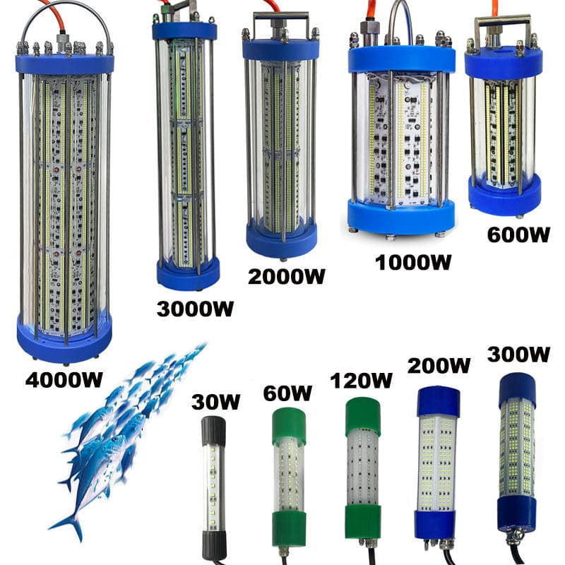 Factory direct sales dimmable fish gathering lamp LED underwater fish luring lamp 1000W fishing lamp fishing lamp lifting net squid lamp