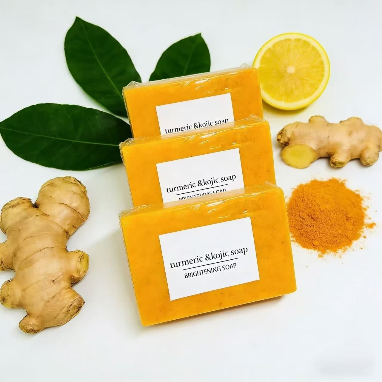 Cross-border Trade EU/US TK Style Turmeric Soap Lemon Soap Kojic Acid Soap Ginger Handmade Cold Process Soap for Bath and Face Wash