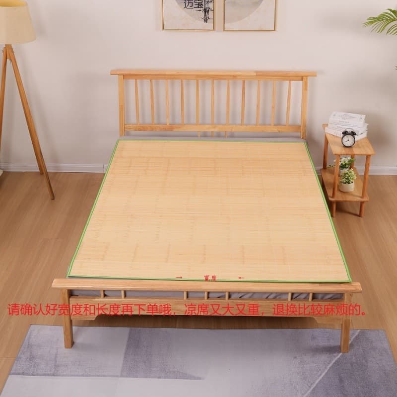 Cooling Mat Summer Traditional Green Bamboo Mat Rental House 1.5m-1.8m Student Dormitory Single Bed 0.9m Straight-cut Cooling Mat