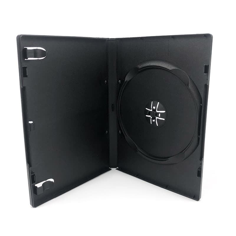 DVD case, plastic disc case, black single-disc case, CD case, single-disc pack, 14mm square box, single disc length, black packaging box.