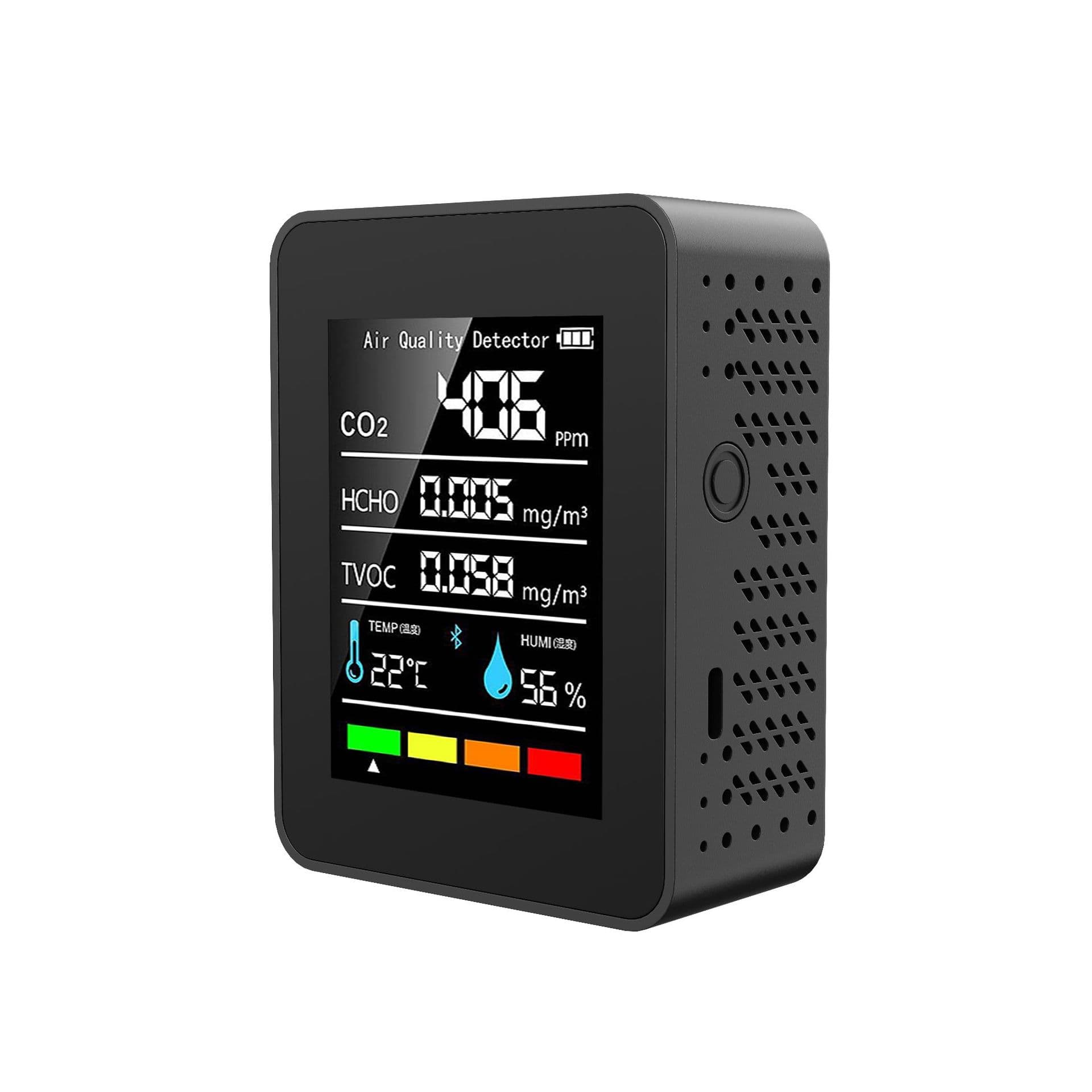 Five-in-One CO2 Detector, Air Quality Monitor, Three-in-One, Patented Custom Mold