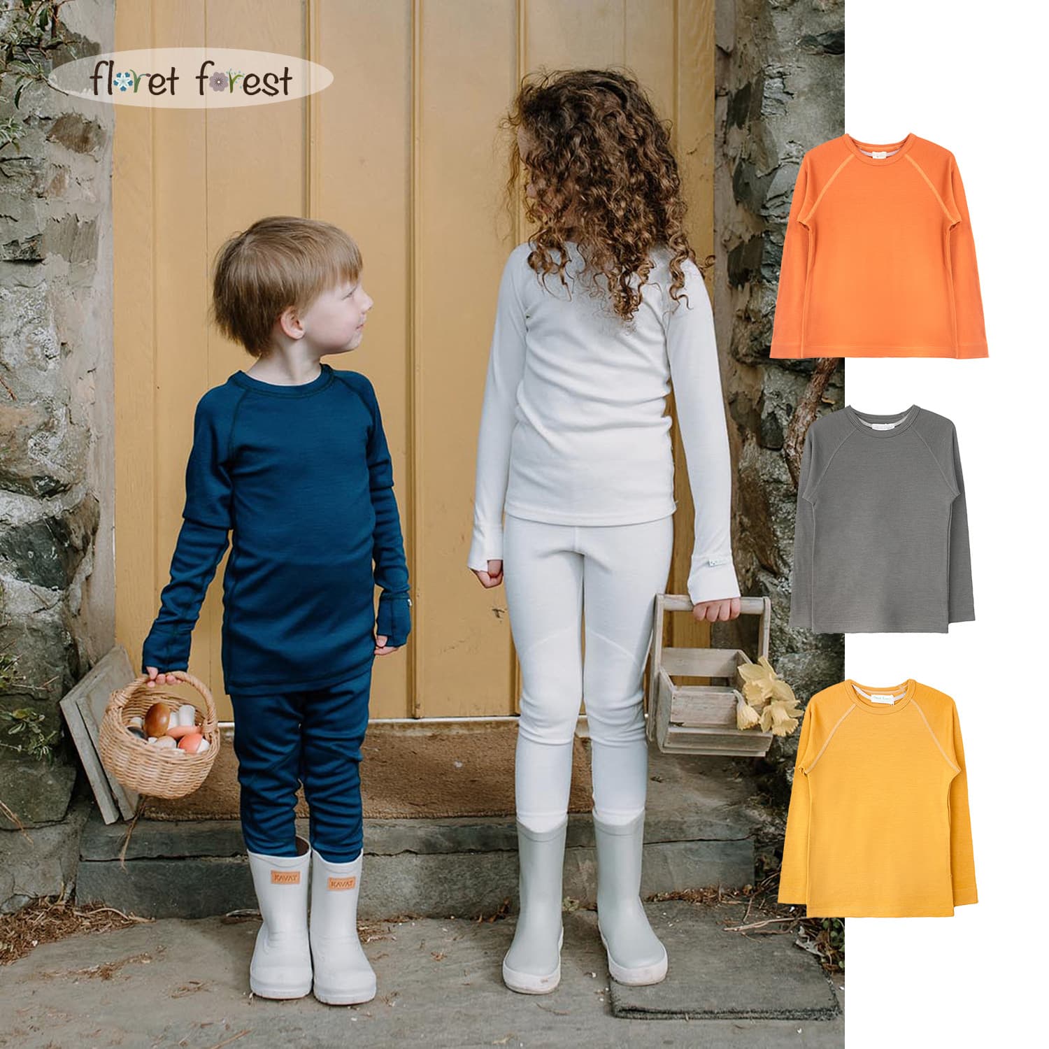 100% Merino Wool Boys' and Girls' Sports Base Layer Set - Warm, Breathable, Sweat-wicking, Quick-drying, Perfect for Spring, Autumn, and Winter