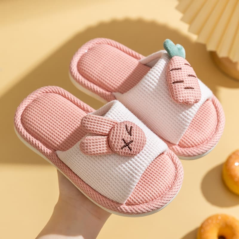 Children's Slippers Linen Girls Cute Home Indoor Floor Boys Baby Slippers Girls Family Kids Anti-Slip
