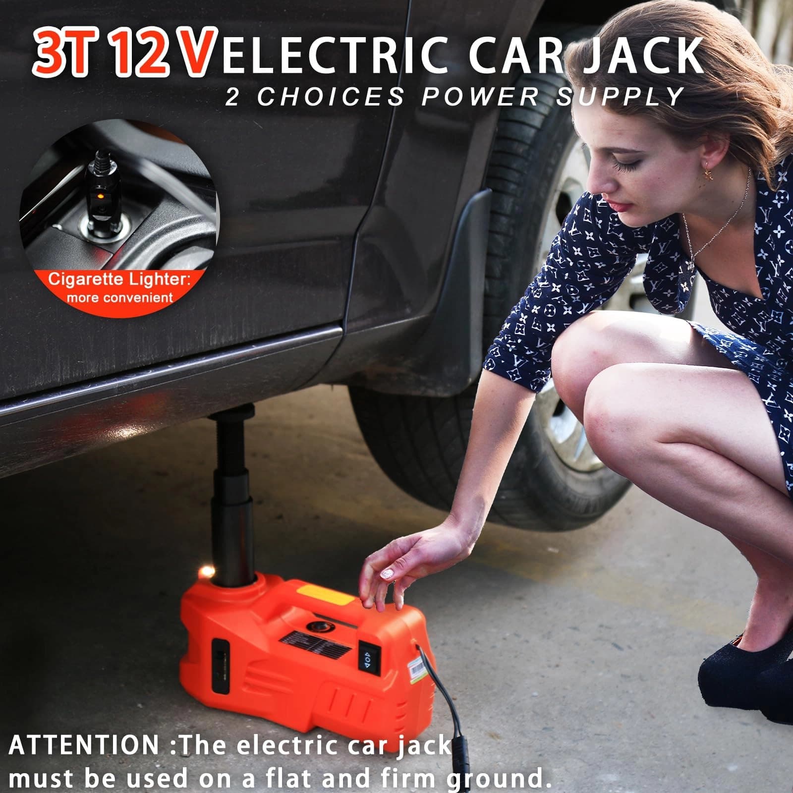 Cross-border in-stock 12V electric hydraulic jack, electric wrench, off-road inflator pump, 3-in-1 tire change tool