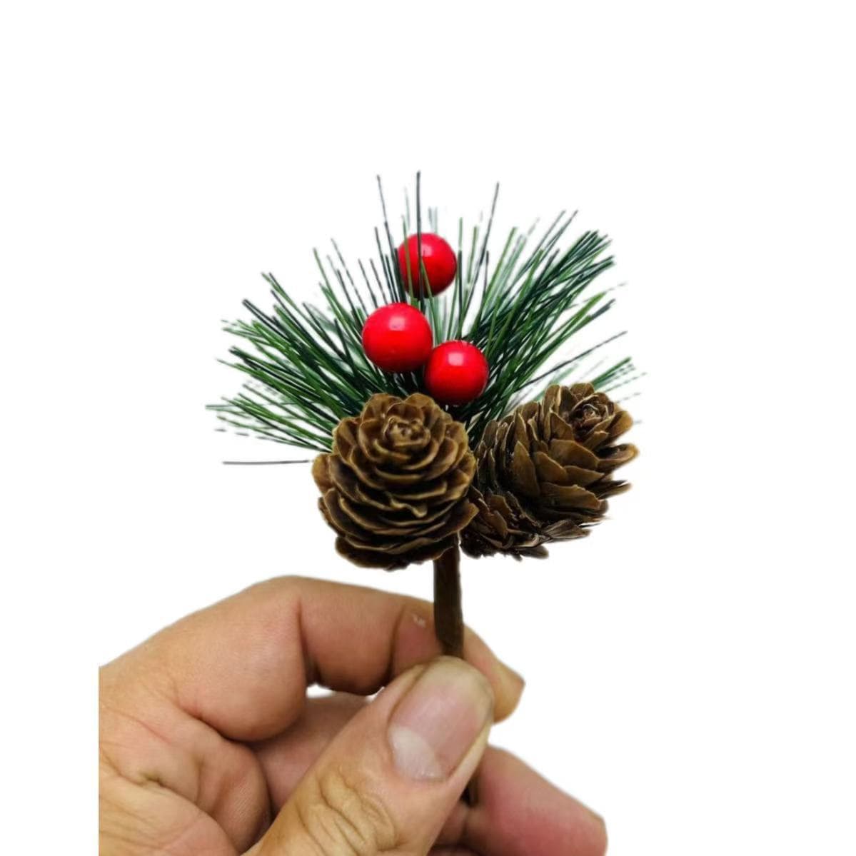 Cross-border Christmas gift box branch accessories, simulated pine needles and red berry branches, Christmas tree decoration berries, Christmas small ornaments