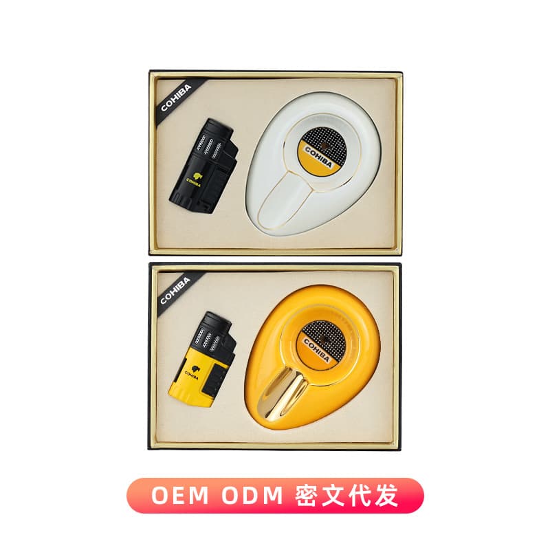 COHIBA cigar lighter ashtray Cohiba set wholesale windproof lighter ceramic ashtray spot
