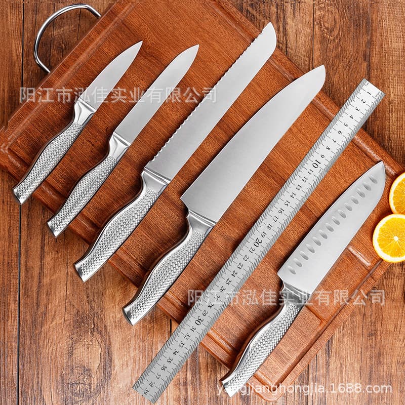 Stainless steel knife set 7-piece hollow handle chef's knife household slicing cleaver kitchen gift knife set
