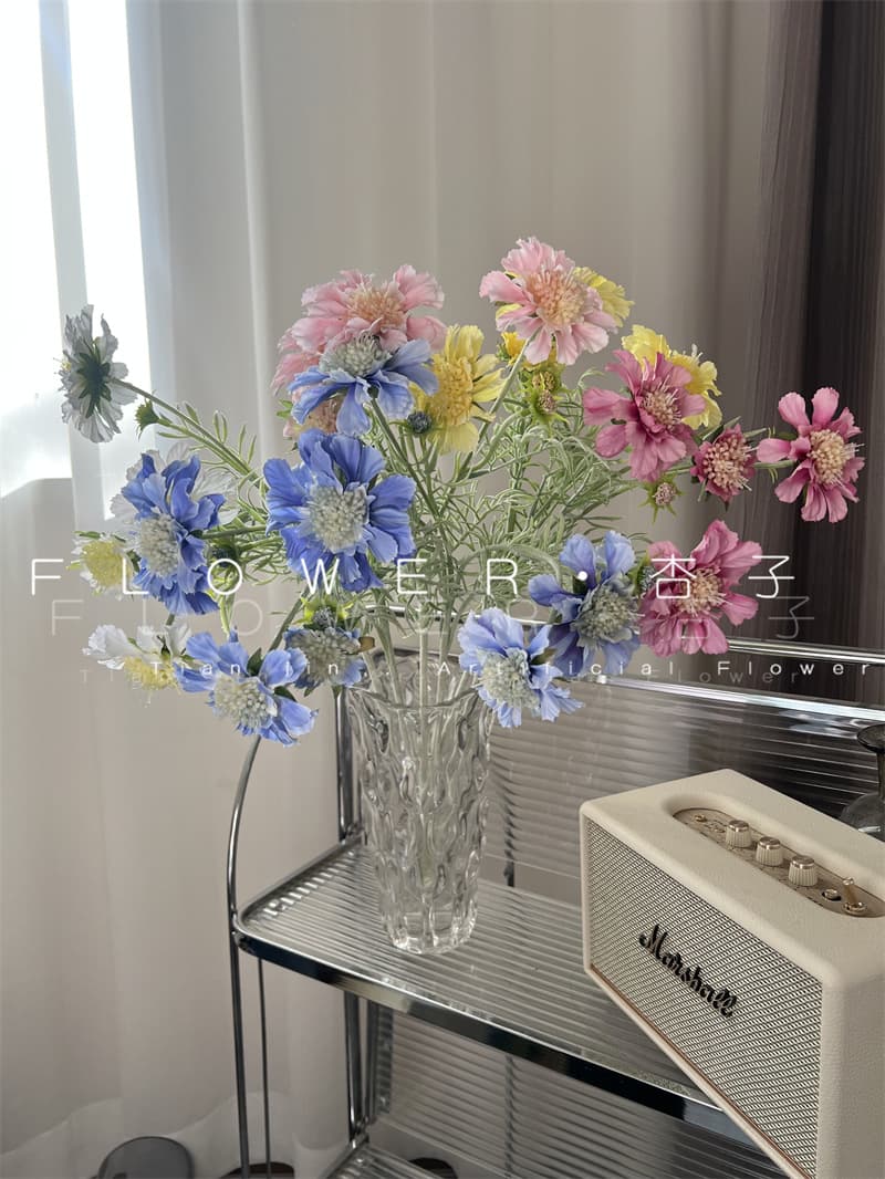 Korean-style Scabiosa Artificial Flower, Japanese Cherry Blossom Soft Decoration, Cosmos Home Decoration Silk Flower Photography Prop