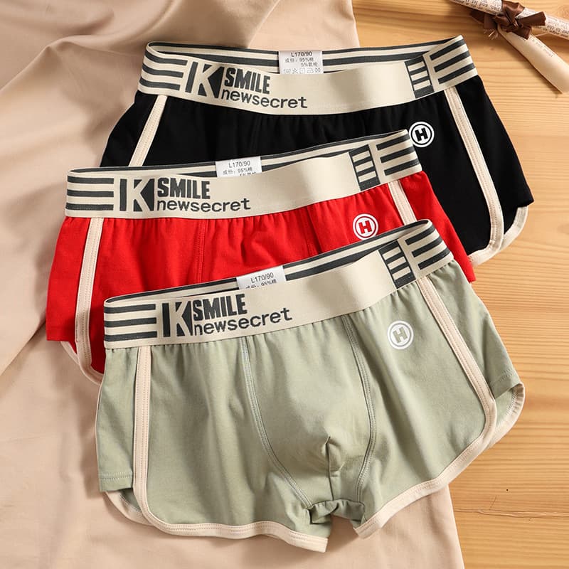 Hong Kong Style Men's Underwear Men's Pure Cotton Boxer Loose Comfortable Breathable Teenager Boys Boxer Shorts Trendy Shorts
